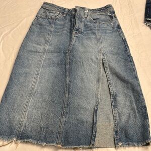 Free People Denim Skirt with Front Slit
